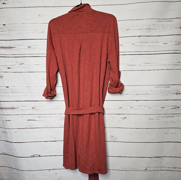 Soft Surroundings Rust Button Front Tie Waist Dress - Picture 4 of 11